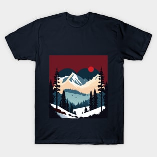 Winter Wonderland: Majestic Mountains and Snowy Trees Art Print T-Shirt